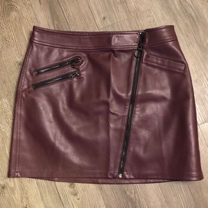 Express Maroon Faux Leather Mini Skirt